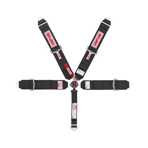 Simpson Racing L&L Harness 29110BKL1X - Camlock (Lever) - SFI 16.1-55" Long - 5-Point - Pull Down - Bolt-in - Black