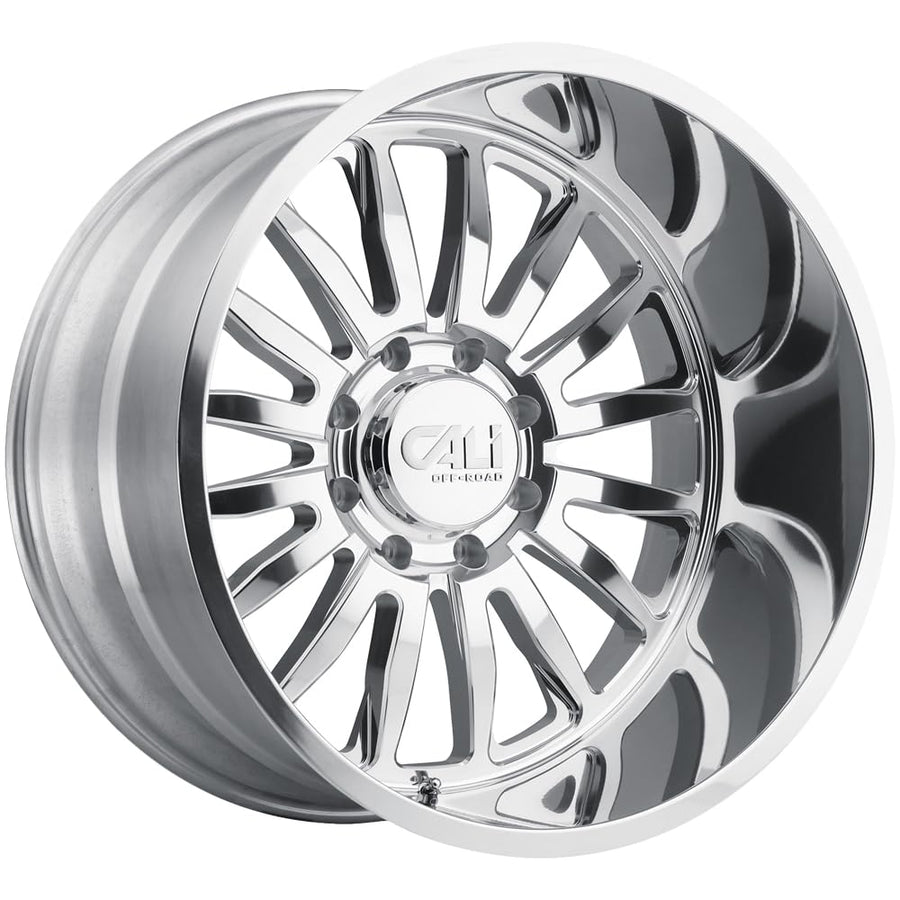 Cali Off-Road Polished/Milled Spokes SUMMIT Wheel with Alloy Steel (22 x 12. inches /5 x 87 mm, -51 mm Offset)