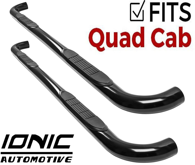 3" Ionic Black Nerf Bars 2019-Up Dodge Ram 1500 Quad Cab (New Body / 6 Lug Nuts Per Wheel)