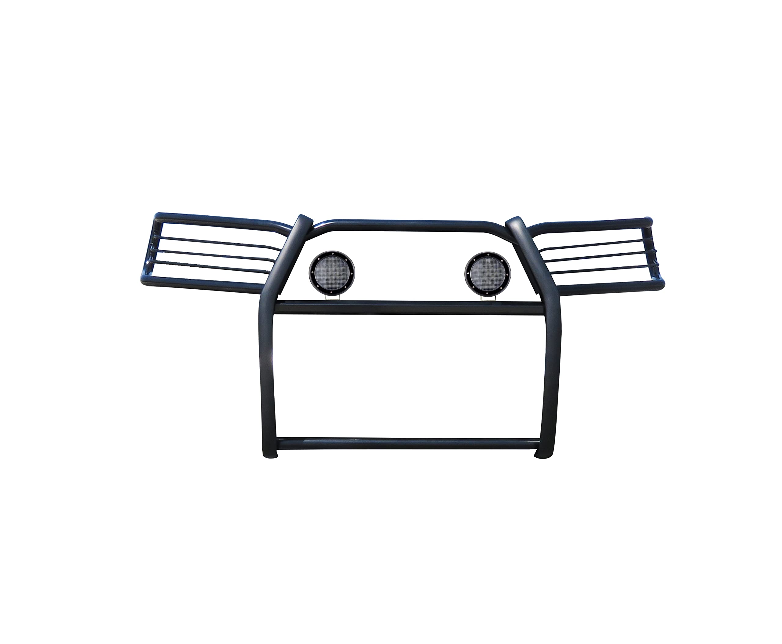 Bumper Guard Modular Black Black Horse Grille Brush Come with Pair of 5.3" Dia.LED Lights with Black Trim Rings Compatible with 2010-2024 Toyota 4Runner-17TU31MA-PLFB