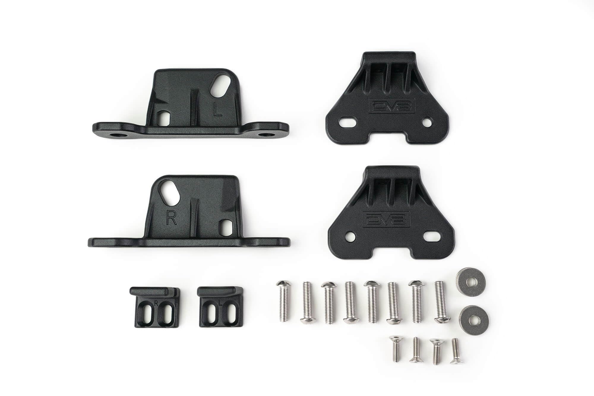 Hard Top Mounting Brackets DV8 Offroad for 2018-2025 Jeep Wrangler JL & Gladiator JT | Complete Set | Steel Construction | Micro-Texture Black Powder Coat