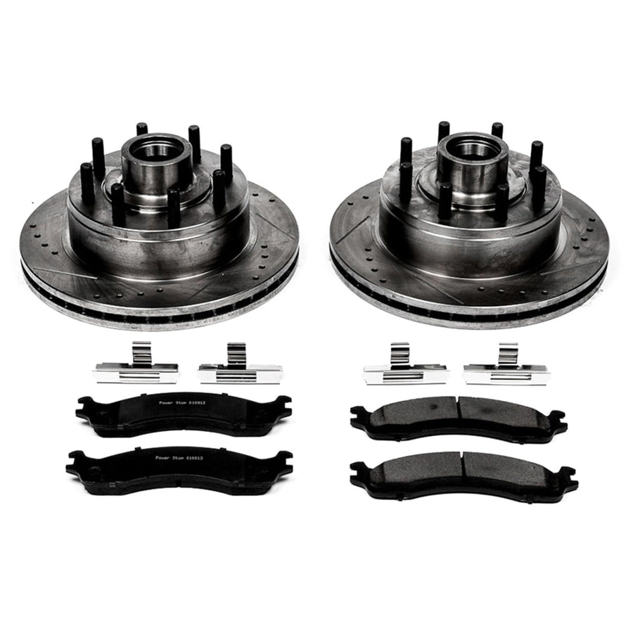 Power Stop K5088 Z23 Carbon Fiber Brake Pads with Drilled & Slotted Brake Rotors Kit