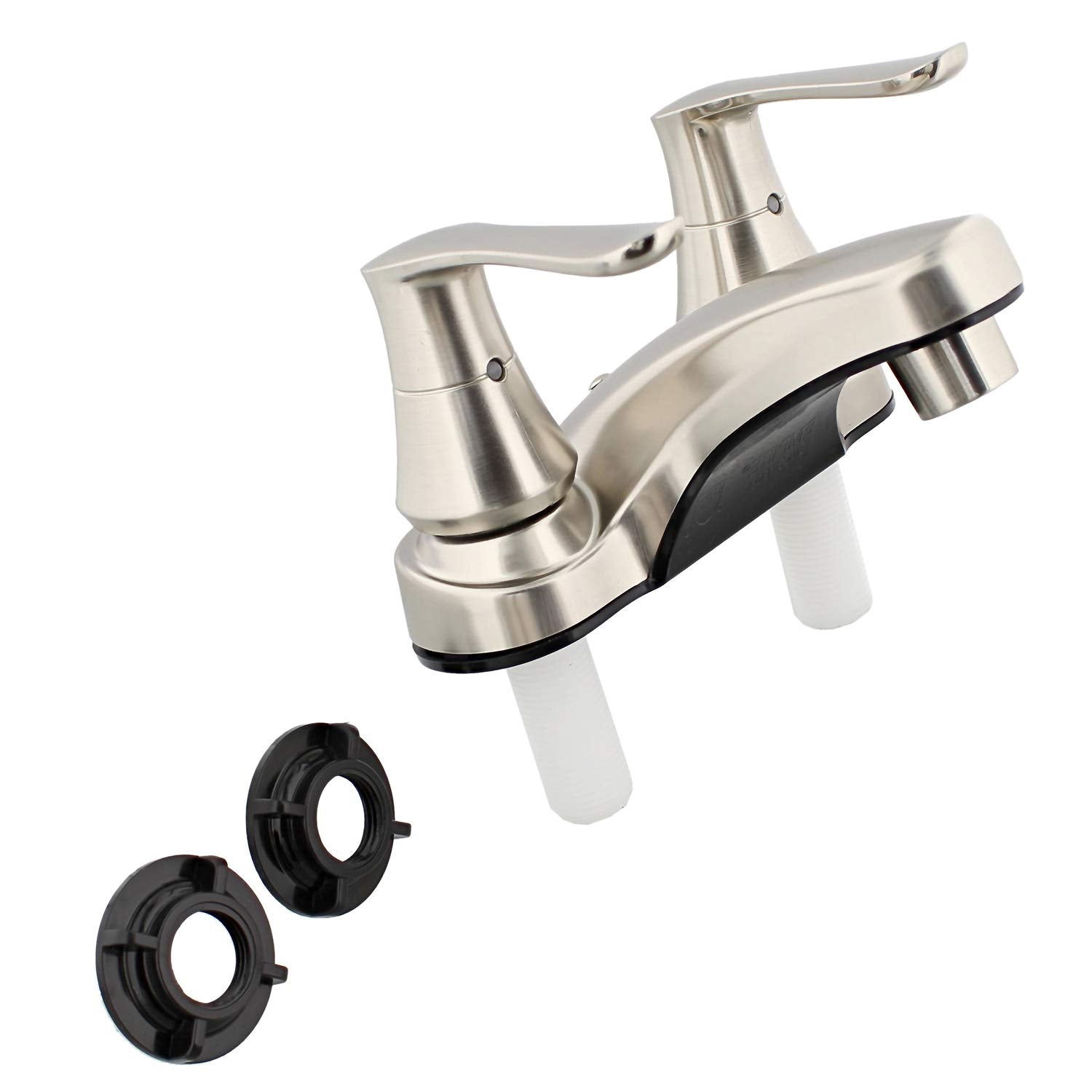 Lavatory Faucet Empire Faucets - 4 Inch Centerset Bathroom Faucet Restroom Sink Tap with Dual Faucet Handles, Nickel