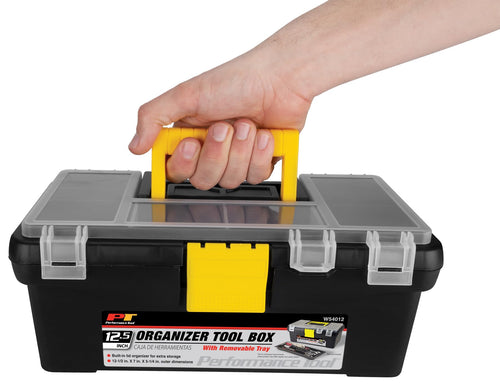 Heavy Duty Performance Tool W54012 Plastic Organizer Tool Box for Workshops and Garages, Black, 12.5-Inch