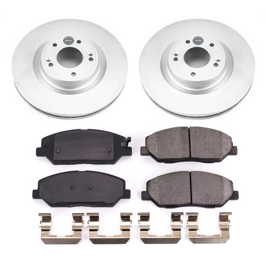 Power Stop Z17 CRK5921 Front Coated Rotor Kit-Coated Brake Rotors & Ceramic Brake Pads For Hyundai Genesis 2009-2011 [Model Specific]