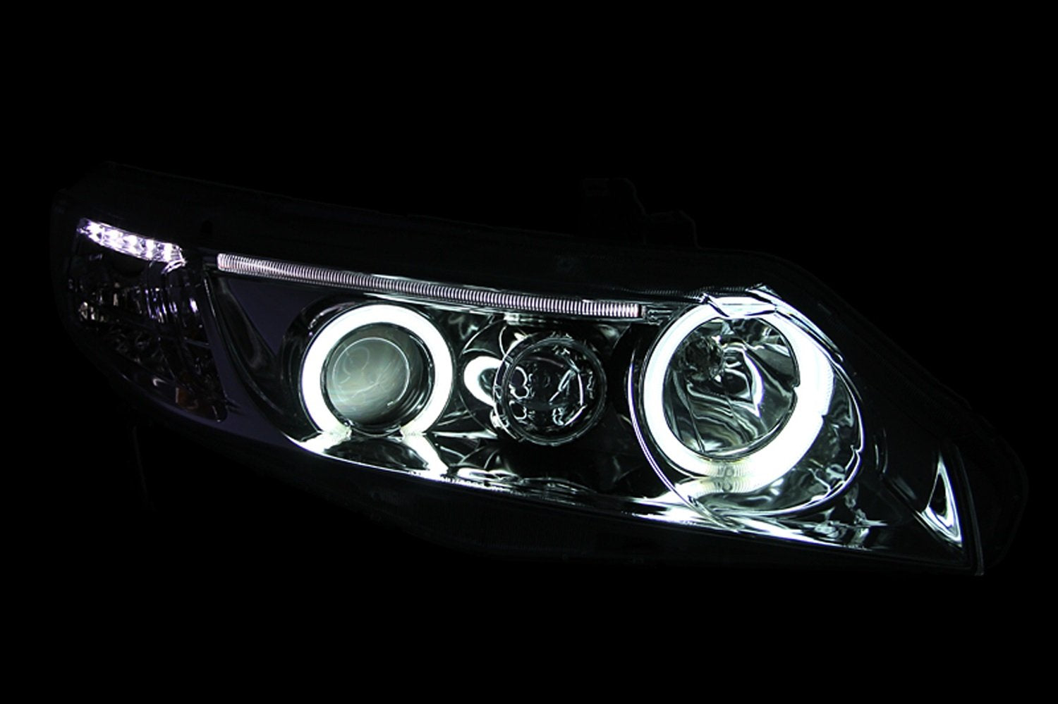 Honda Civic Anzo USA 121061 Projector with Halo Chrome Headlight Assembly - (Sold in Pairs)