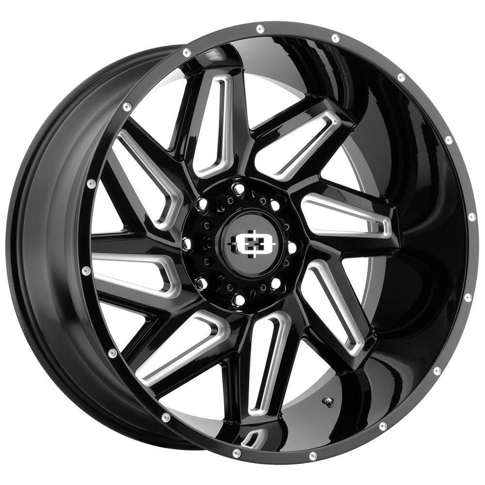 Spyder Vision Off-Road Custom Wheel - Series 361 - Gloss Black with Milled Spokes - 20" x 9", 12 Offset, 5x150 Bolt Pattern, 110.2mm Hub