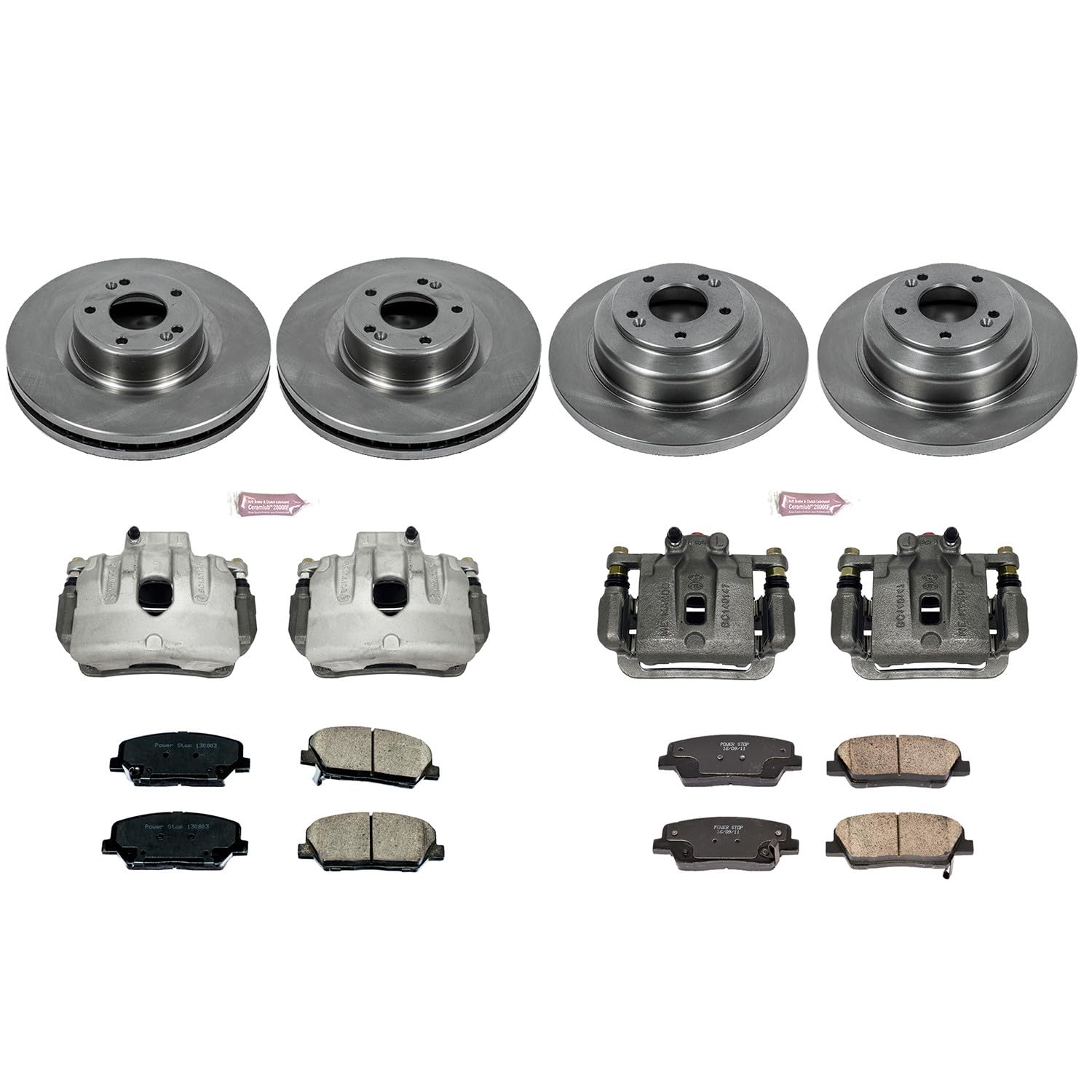 Power Stop KCOE6170 Replacement Autospeciality Front and Rear Caliper Kit- OE Rotors, Ceramic Brake Pads, Calipers For Hyundai Genesis Coupe 2010-2016 [Model Specific]