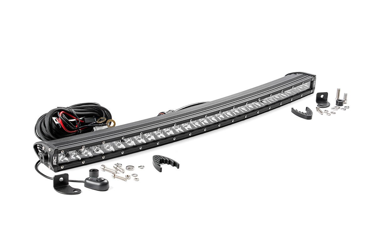 30" Curved Rough Country Chrome Series Single Row CREE LED Light Bar - 72730 Black