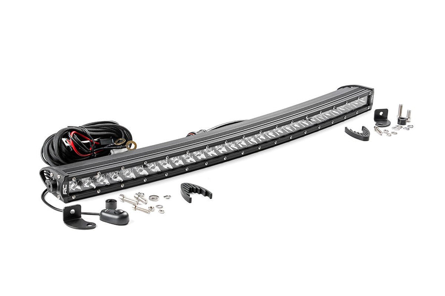 30" Curved Rough Country Chrome Series Single Row CREE LED Light Bar - 72730 Black