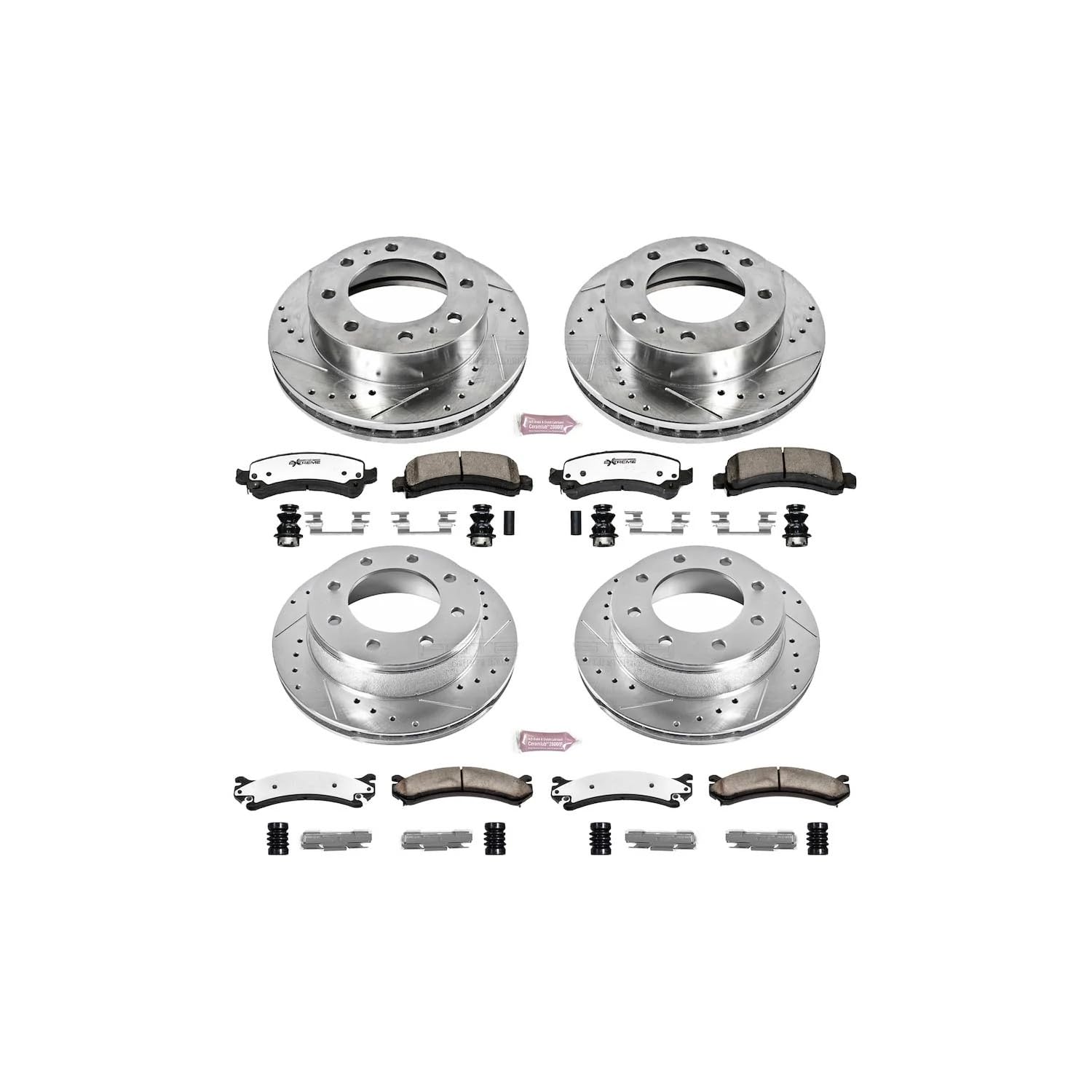 Power Stop K2072-36 Z36 Truck & Tow Front and Rear Brake Kit, Carbon Fiber Ceramic Brake Pads and Drilled/Slotted Brake Rotors For Chevrolet Express 3500, GMC Savana 3500 [Model Specific]