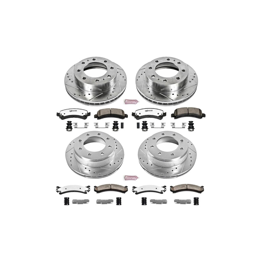 Power Stop K2072-36 Z36 Truck & Tow Front and Rear Brake Kit, Carbon Fiber Ceramic Brake Pads and Drilled/Slotted Brake Rotors For Chevrolet Express 3500, GMC Savana 3500 [Model Specific]