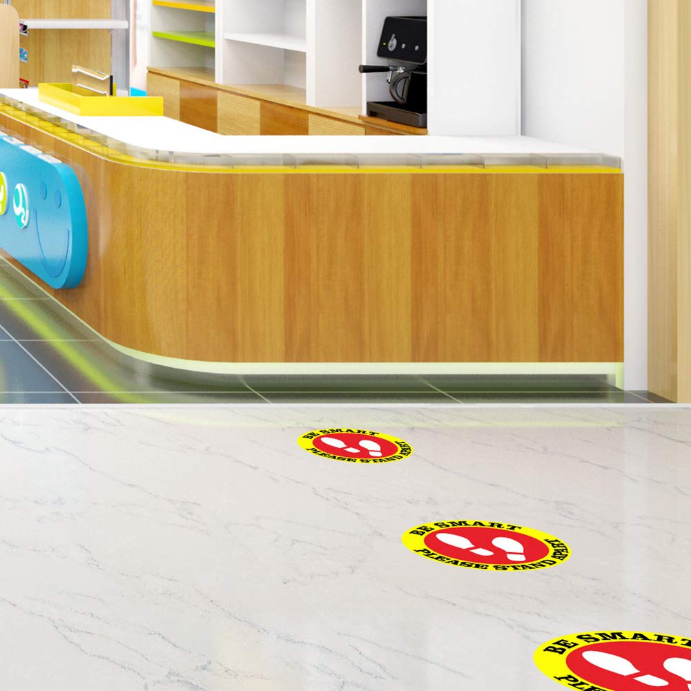 5pcs/Set ompait Safety Markers Keep Social Distance Safety Floor Sign Office Shop Floor PVC Multifunction Bank Self Adhesive Sign