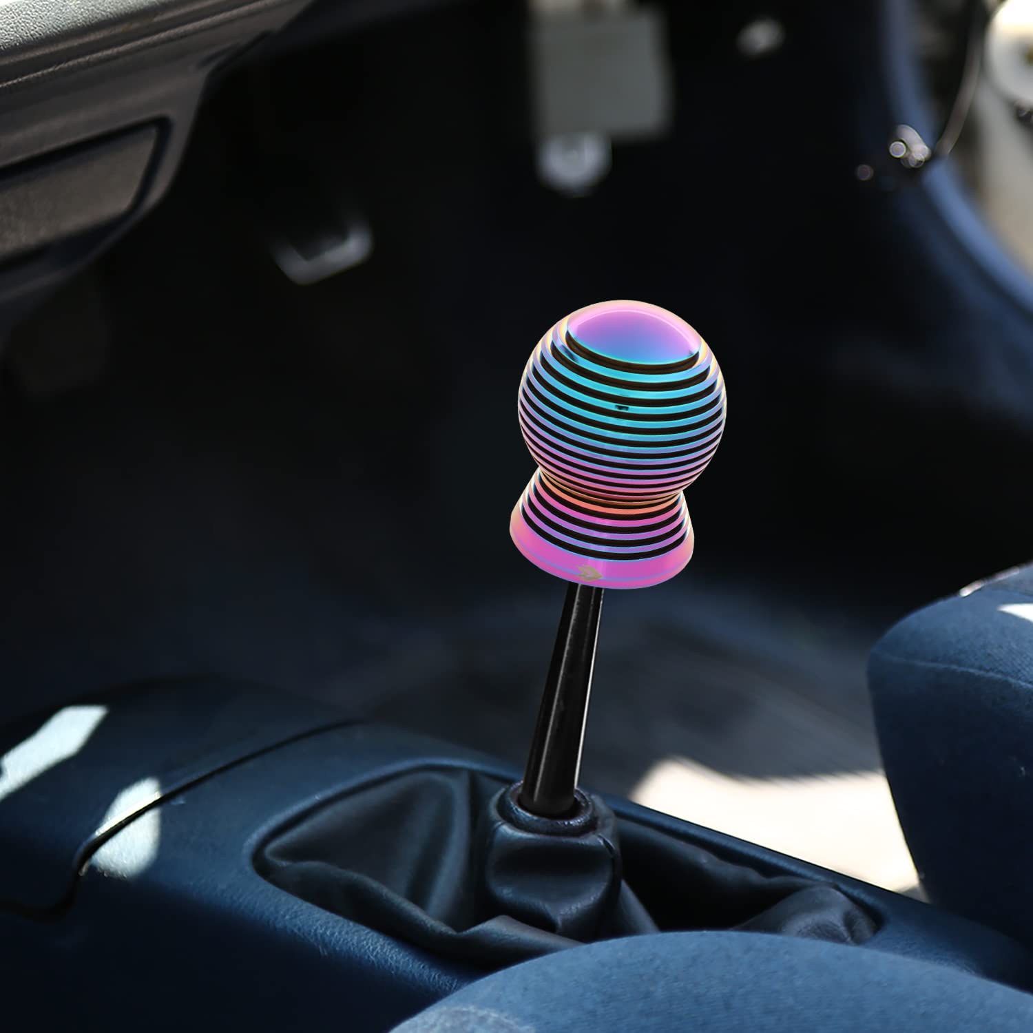 NRG Innovations Universal Aluminum SK-702MC Shift Knob with Thread Adapters, Heat Sink Spheric Style, 50mm OD x 65mm H, Neo Chrome