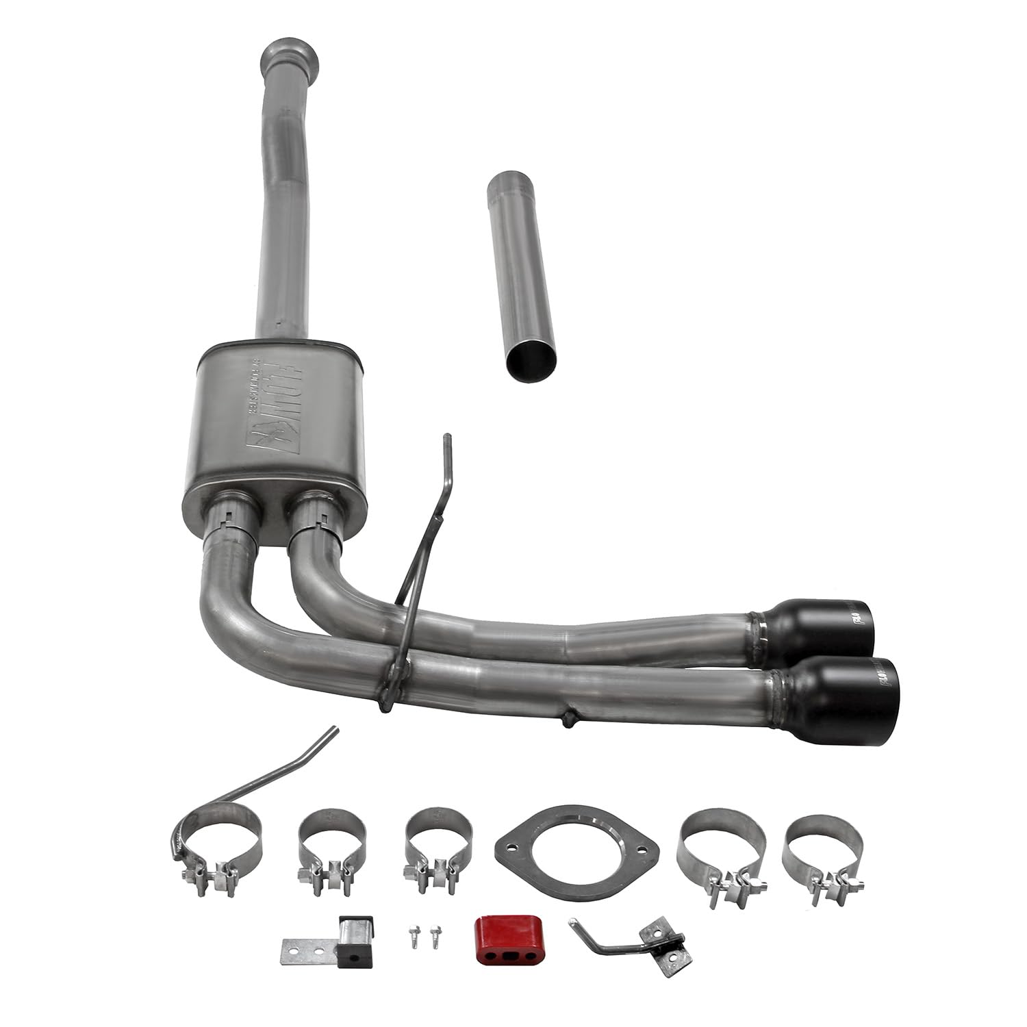 Flowmaster FlowFX 718116 Cat-Back Exhaust Kit 3 to 2.5 Inch Dual Same Side Exit 409 Stainless Steel 4 Inch Black Ceramic Coat 304 Stainless Steel Tips Compatible with 2020-2024 Ford F-150 2.7 3.5 5.0L