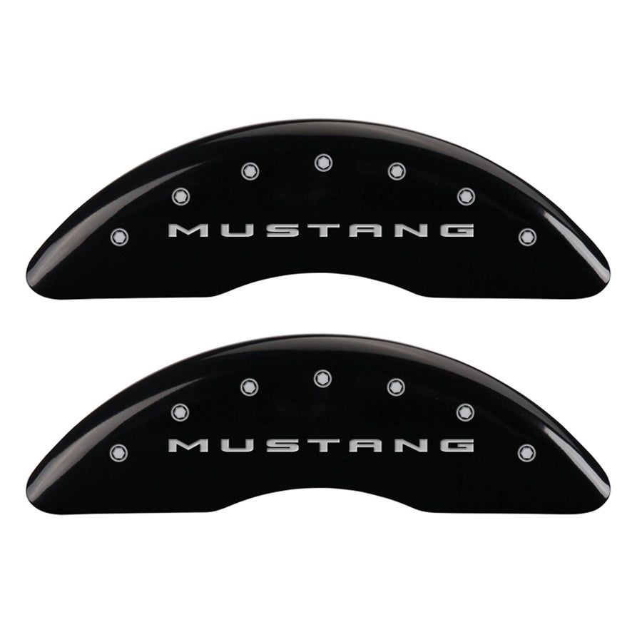 Black MGP Caliper Covers 10204SM32BK Engraved with Silver Mustang (2015)/3.7 (Set of 4)