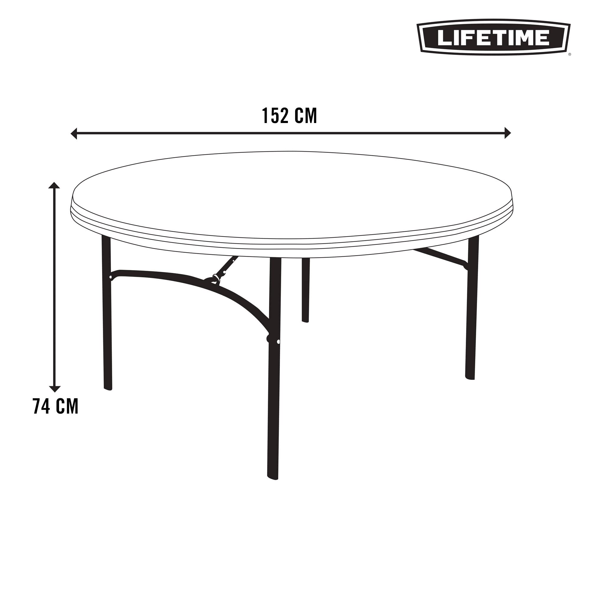 60-Inch Round LIFETIME Commercial Stacking Folding Table (Almond)