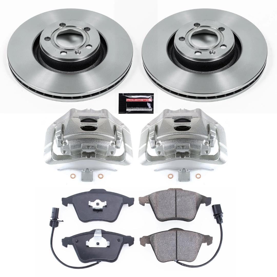 Power Stop KCOE2993 Replacement Autospecailty Front Caliper Kit-Rotors, Ceramic Brake Pads, Calipers For Audi A6 2006-2011, Audi A6 Quattro 2005-2008 [Model Specific]