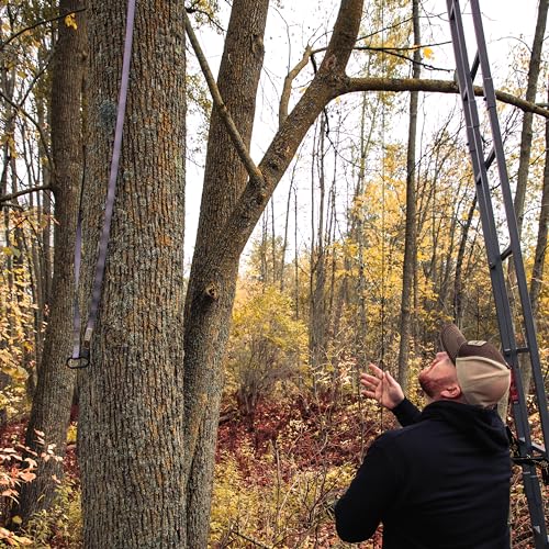 Uppercut LS Rivers Edge 1-Man Ladder Stand, 22'3" Height, Lockdown Strapping System, Flip-Up TearTuff Mesh Seat, 27" Deep Platform, Flip-Out Footrest, 2-Way Adjustable Shooting Rail, RE671