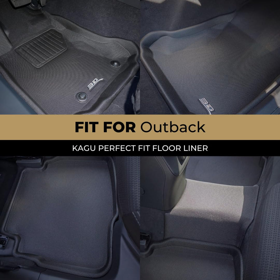 Custom Fit 3D MAXpider Kagu Floor Mat (Black) Compatible with Subaru Legacy/Outback 2020-2025 - Full Set