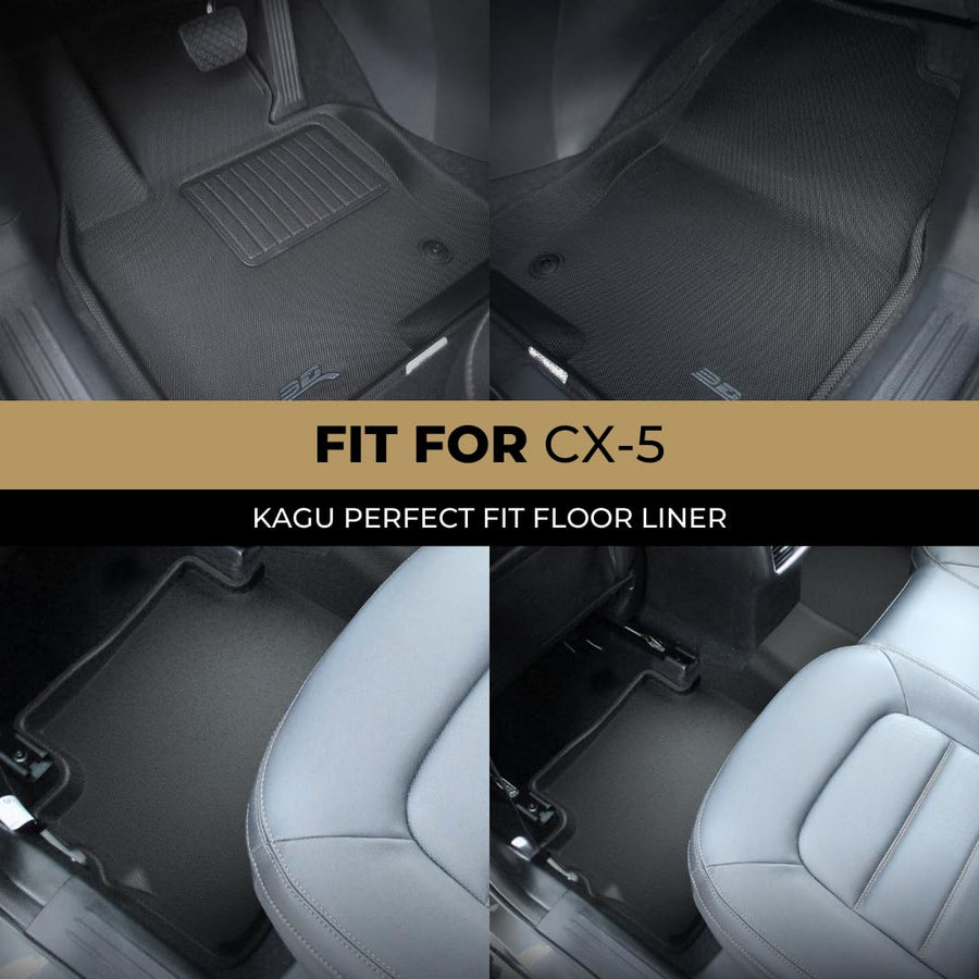 Kagu Floor Mat 3D MAXpider Custom Fit (Black) Compatible with Mazda CX-5 2017-2025 - R1 R2