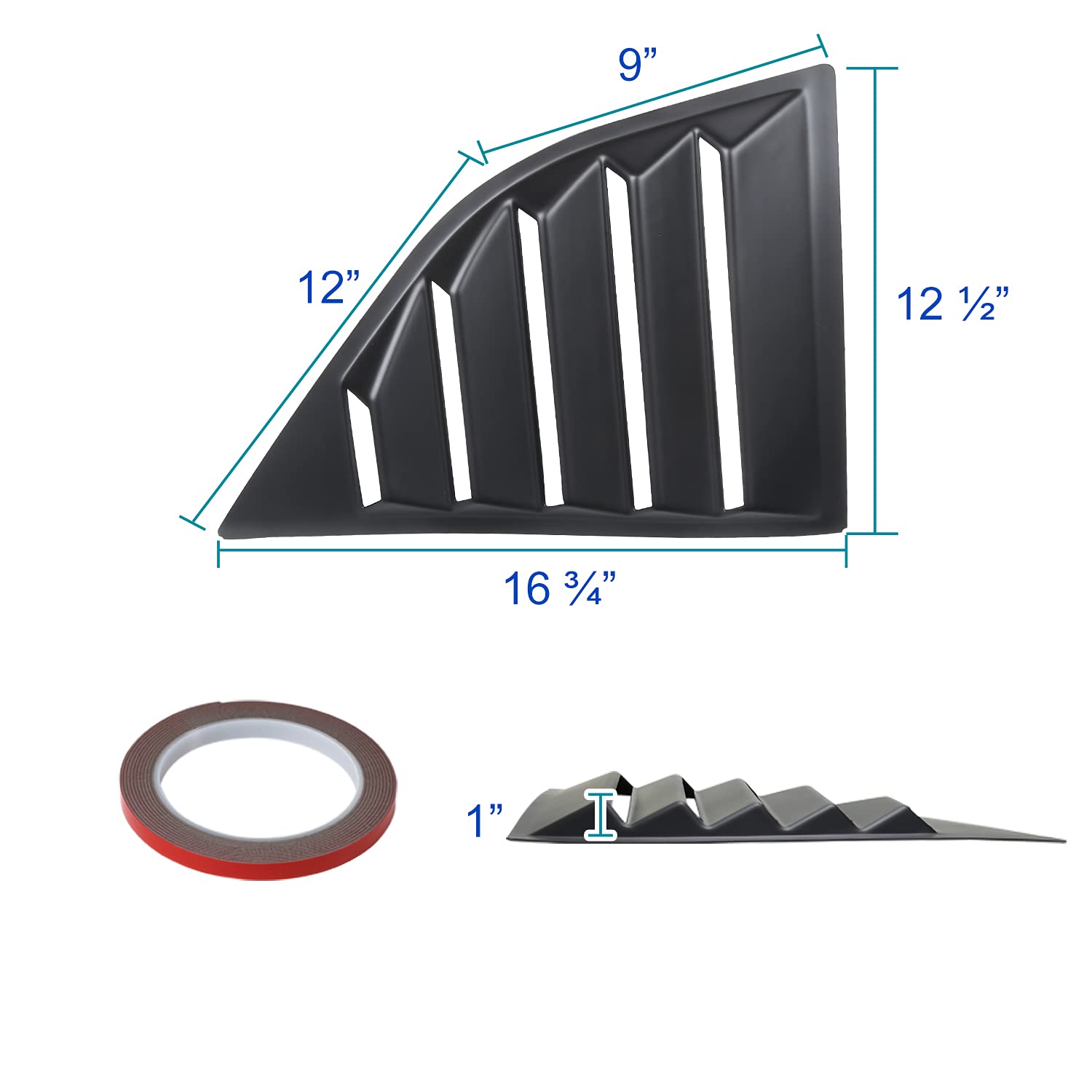 Matte Black SPEC-D TUNING Side Window Louvers Cover 2PC Compatible with 2008-2017 Dodge Challenger