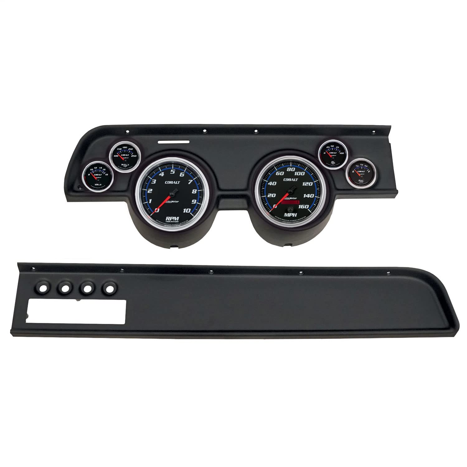 AutoMeter Dash Kit Direct Fit, (3 3/8" X2, 2 1/16" X4), MERC Cougar Ac 67-68, Cobalt (2115-05)