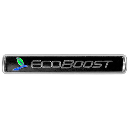 EcoBoost Ford Racing Black/Silver Emblem 3-1/2in x 9/16in - Set of 2