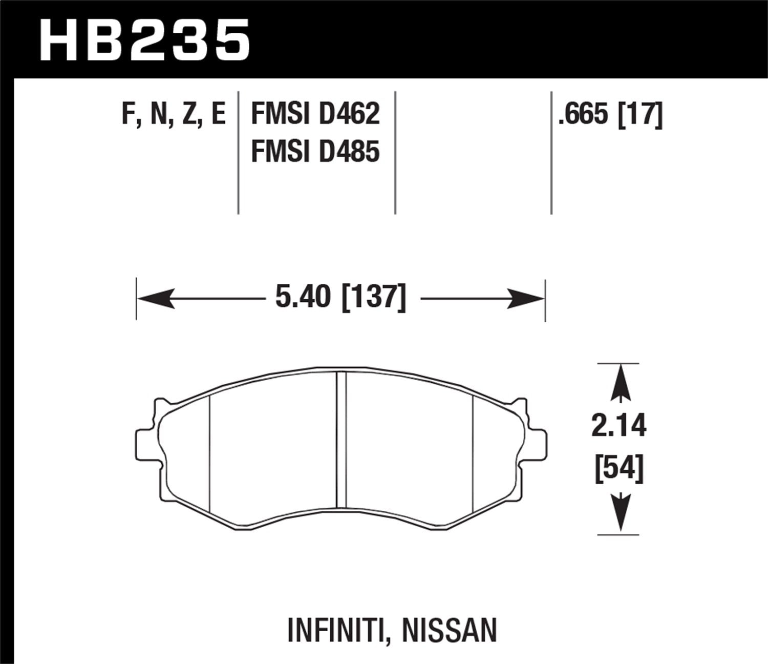 Hawk Performance Blue HB235E.665 9012 Motorsport Brake Pads
