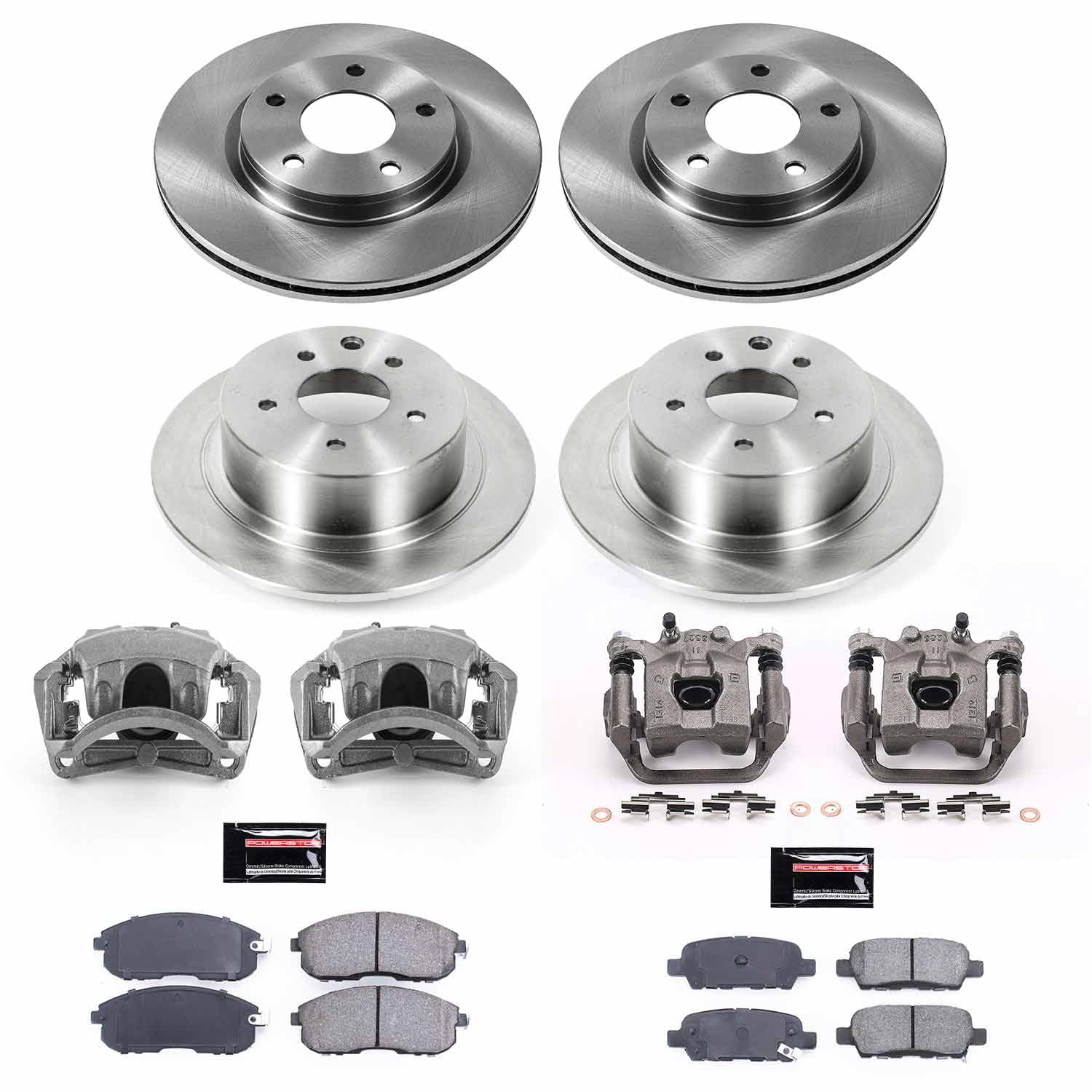 Power Stop KCOE6960A Stock Replacement Brake Kit Front & Rear with OE Calipers For Nissan Sentra 2013-2018 [Model Specific]