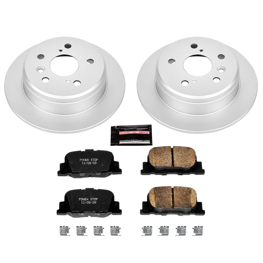 Power Stop CRK1084 Brake Rotor & Coated Ceramic Brake Pads- rear For Chrysler Aspen Dodge Dakota Durango Ram 1500 Jeep J8 Mitsubishi Raider [Application Specific]