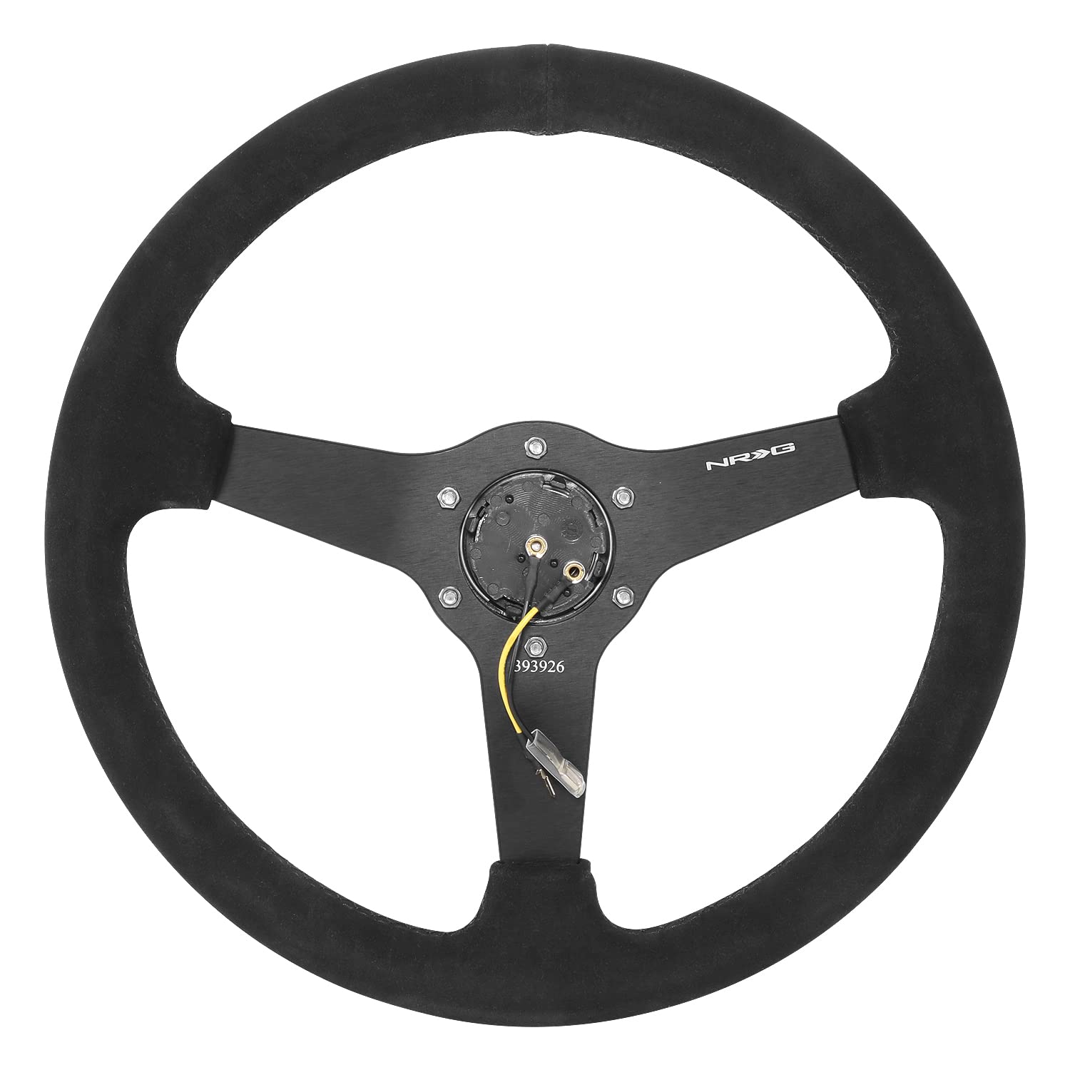 3-Spoke NRG Innovations Suede Wrapped 350mm Steering Wheel,6X70mm Bolt Pattern,Matte Black RST-037MB-S