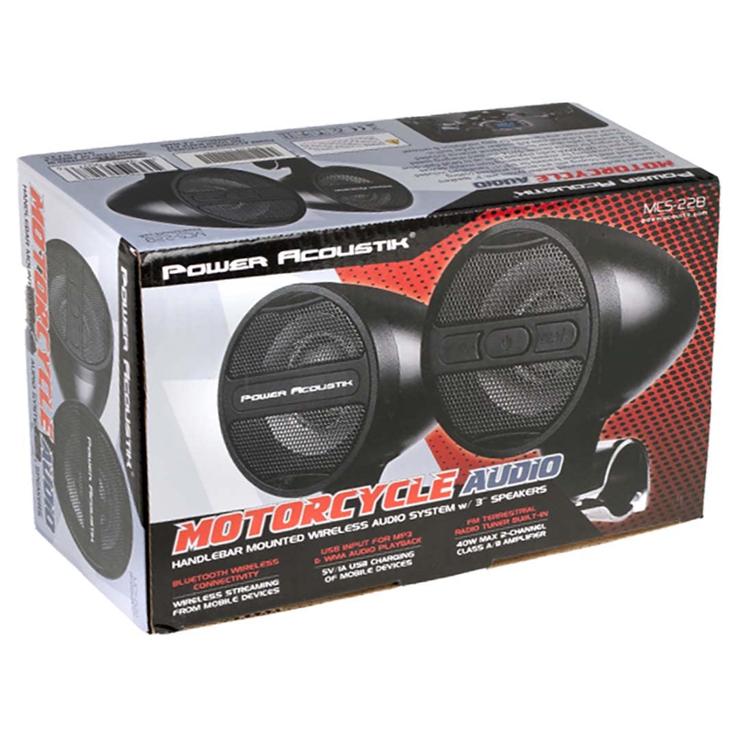 Black Power Acoustik Motorcycle Bluetooth Speaker System FM Radio & USB Input