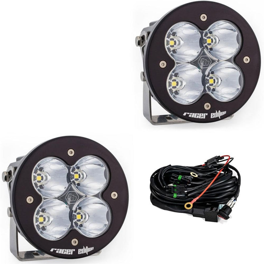 Baja Designs Racer Edition XL-R Light Pod Pair - 2 PCS LED with Wiring Harness (Racer Spot Lens; Clear)