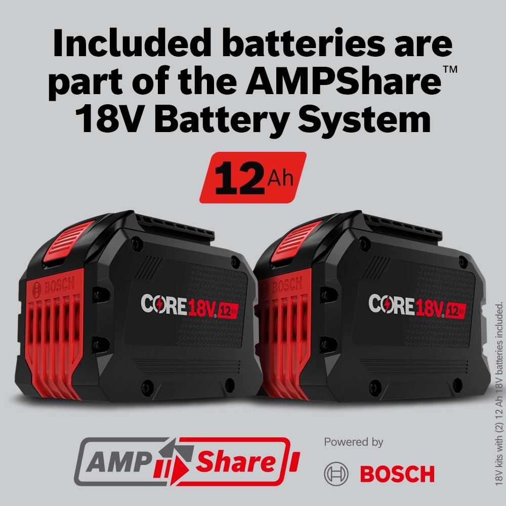 Bosch GXS18V-18N27 Starter Kit 18V with (2) CORE18V® 12 Ah High Power Batteries and (1) 18V 16 Amp Battery Turbo Charger