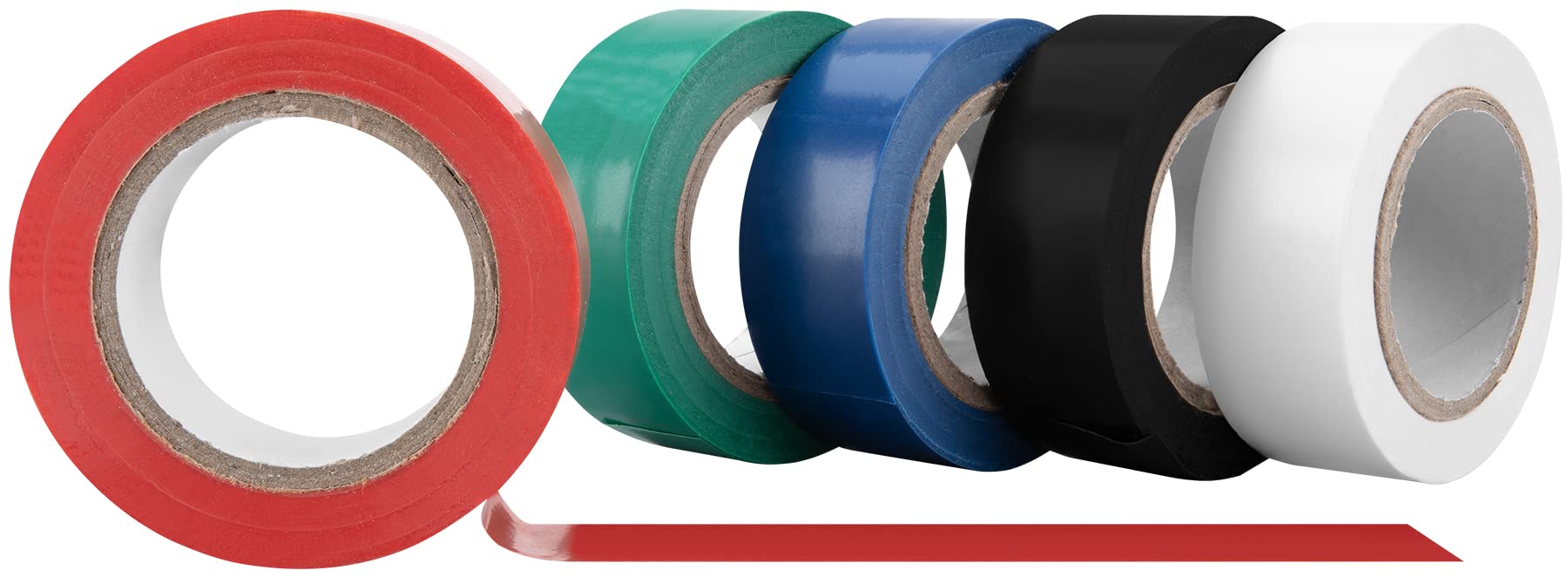 Electrical Tape Set Performance Tool 1135 - Red, Green, Blue, Black and White Electrical Tape, 5 Pack