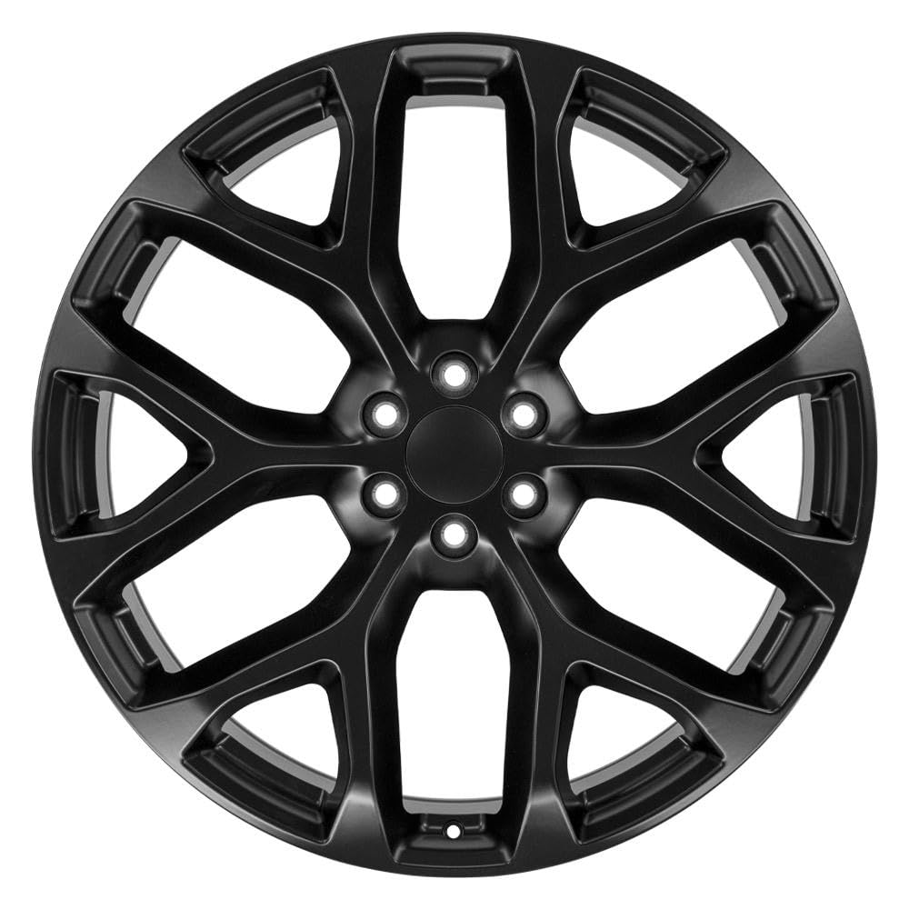 26 Inch OE Wheels CV98B Rim Fits Silverado 1500 Snowflake Style 6x139.7 26x10 Satin Black - Hollander 5904 (1)