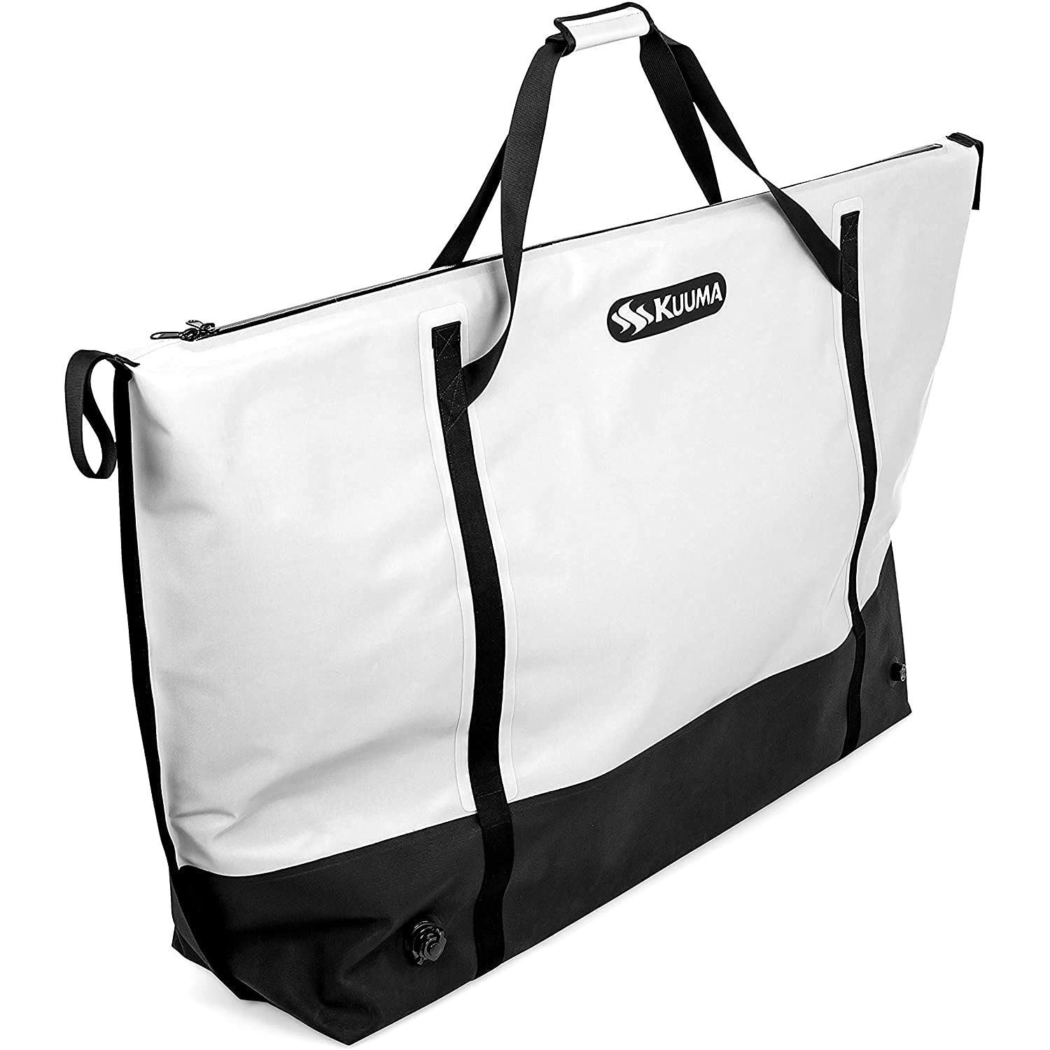 Heavy Duty Kuuma 210 Quart Insulated Fish Bag with Drain Plug (50184), White/Black