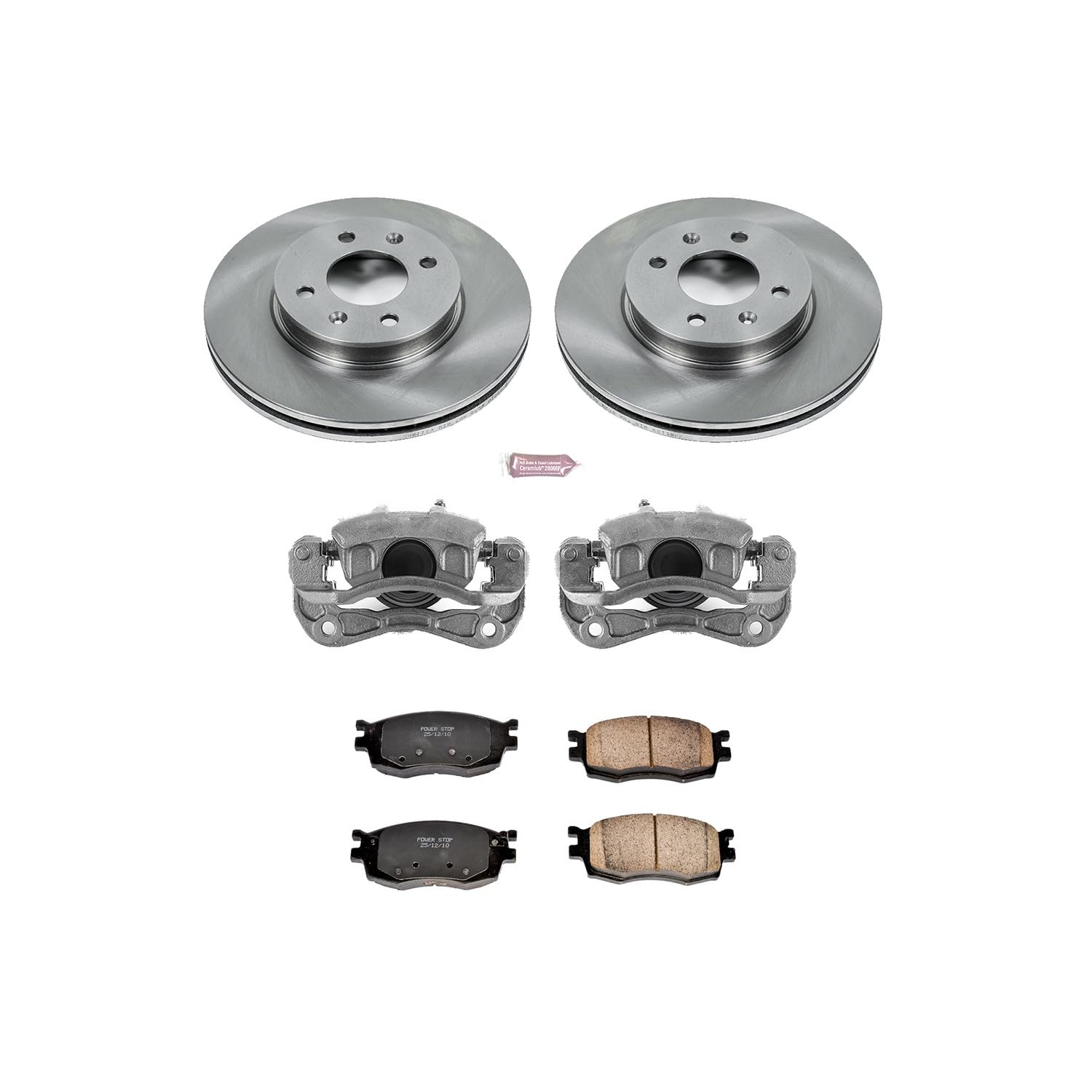 Power Stop Autospeciality KCOE4652 Replacement Front Caliper Kit- OE Rotors, Ceramic Brake Pads, Calipers