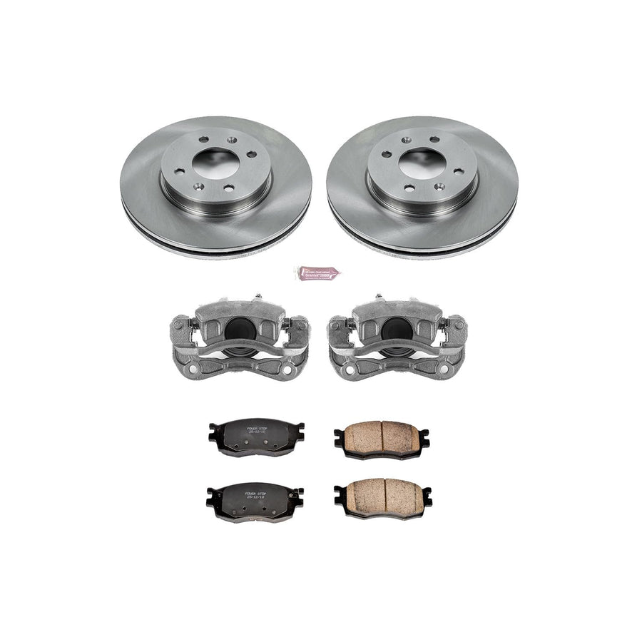 Power Stop Autospeciality KCOE4652 Replacement Front Caliper Kit- OE Rotors, Ceramic Brake Pads, Calipers