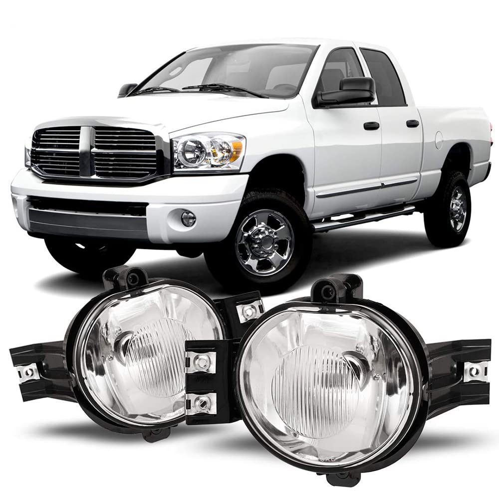 Fog Lights Assembly Winjet for [2002-2008 Dodge Ram 1500 PICKUP][2002-2009 Dodge Ram 2500 PICKUP][2002-2009 Dodge Ram 3500][2002-2008 Dodge Ram 4000] Fog Lamps Clear Lens#1