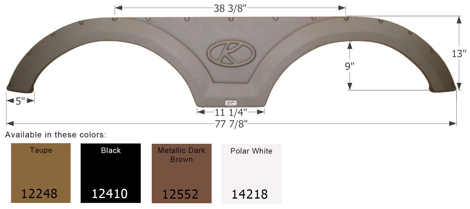 Tandem Axle Fender Skirt ICON 12248 FS2248 for Keystone -Taupe