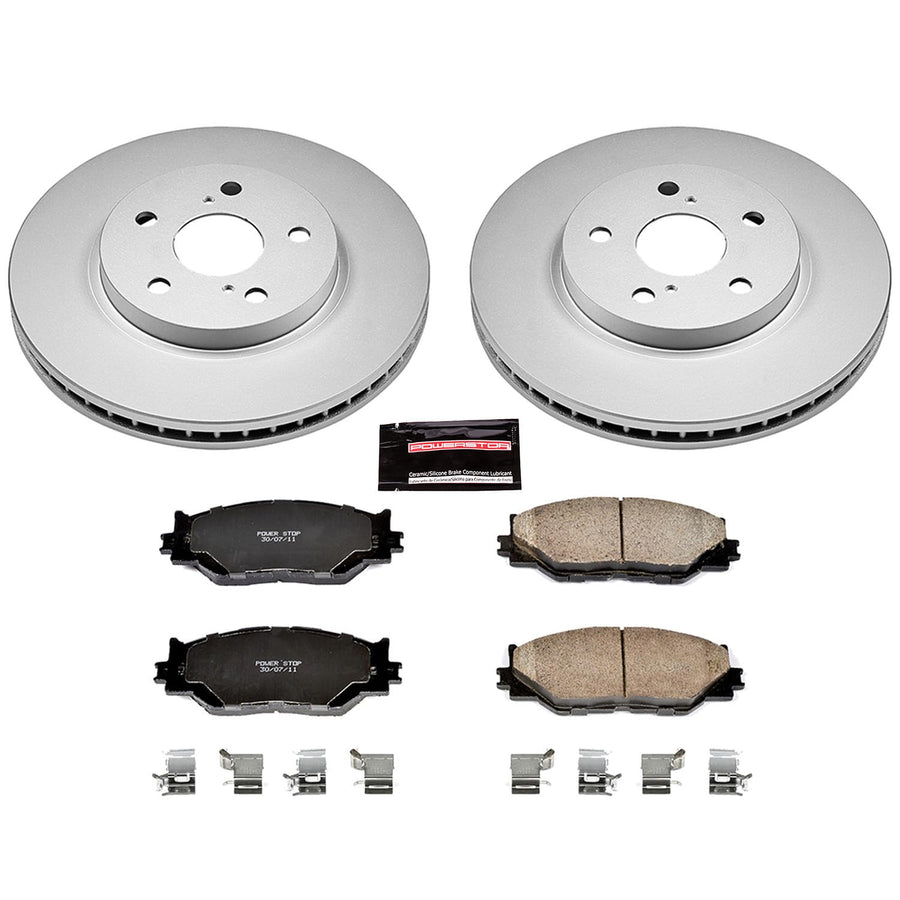 Power Stop Coated CRK2406 Brake Rotor & Ceramic Brake Pads- front For Lexus IS250 2006-2015 [Model Specific]