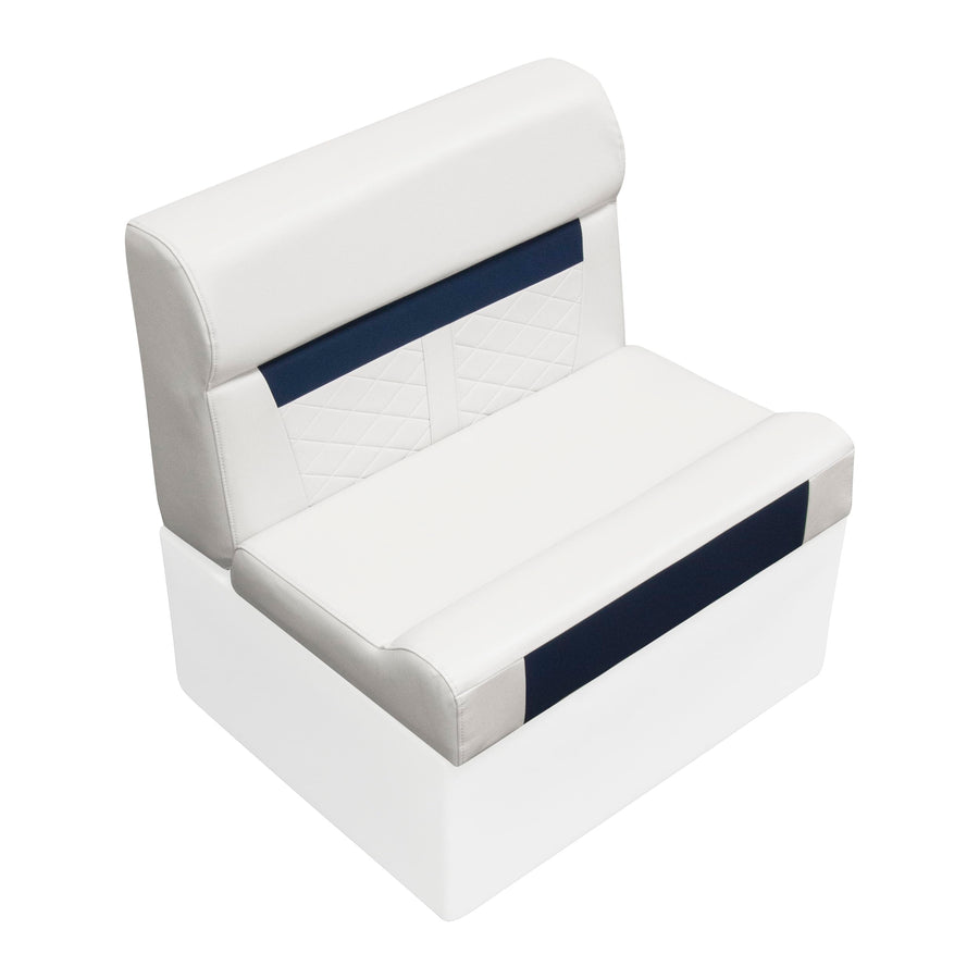 28" Wise DLX95-1904 Pontoon Bench Cushion Set - White/Mariner Blue DLX Series