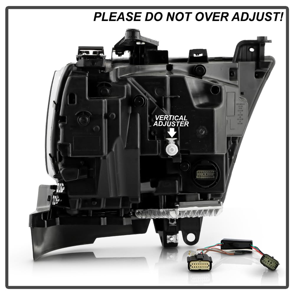 Dodge Ram 1500 19-22 OE Plus Fit Halogen Black Bezel Full LED w/DRL Smoke Signal Headlights - Spyder Black
