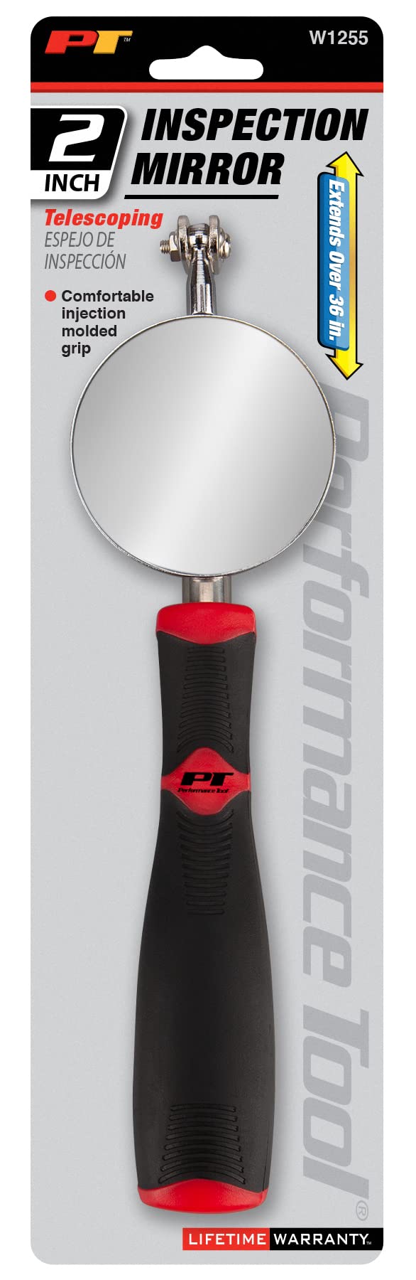2-Inch Jr. Jumbo Telescoping Inspection Mirror Performance Tool - Versatile and Extendable Tool for Precision Inspection and Maintenance Tasks