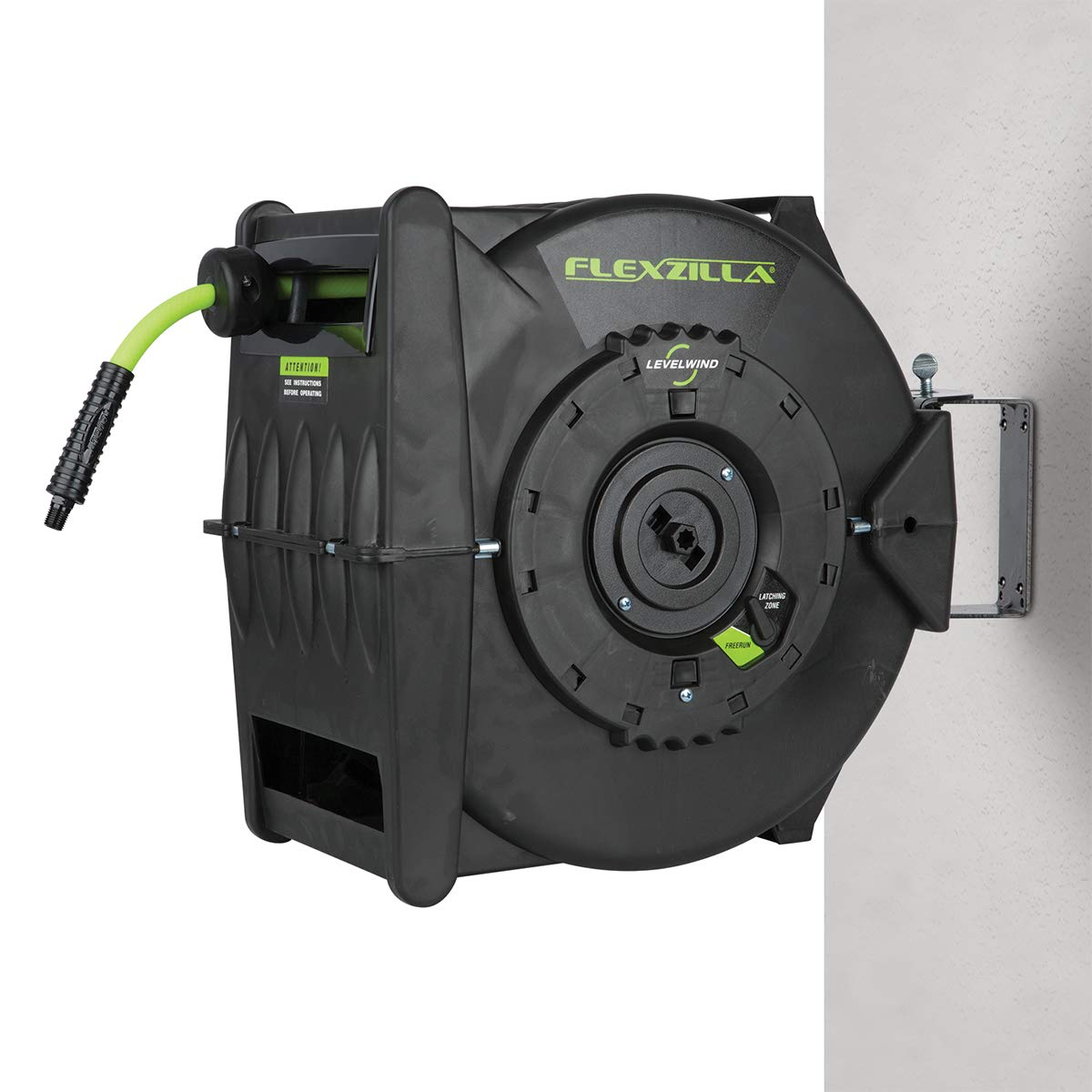 Flexzilla Pro Retractable Levelwind Air Hose Reel, 3/8 in. x 50 ft., Heavy Duty, Lightweight, Hybrid, ZillaGreen - L8305FZ