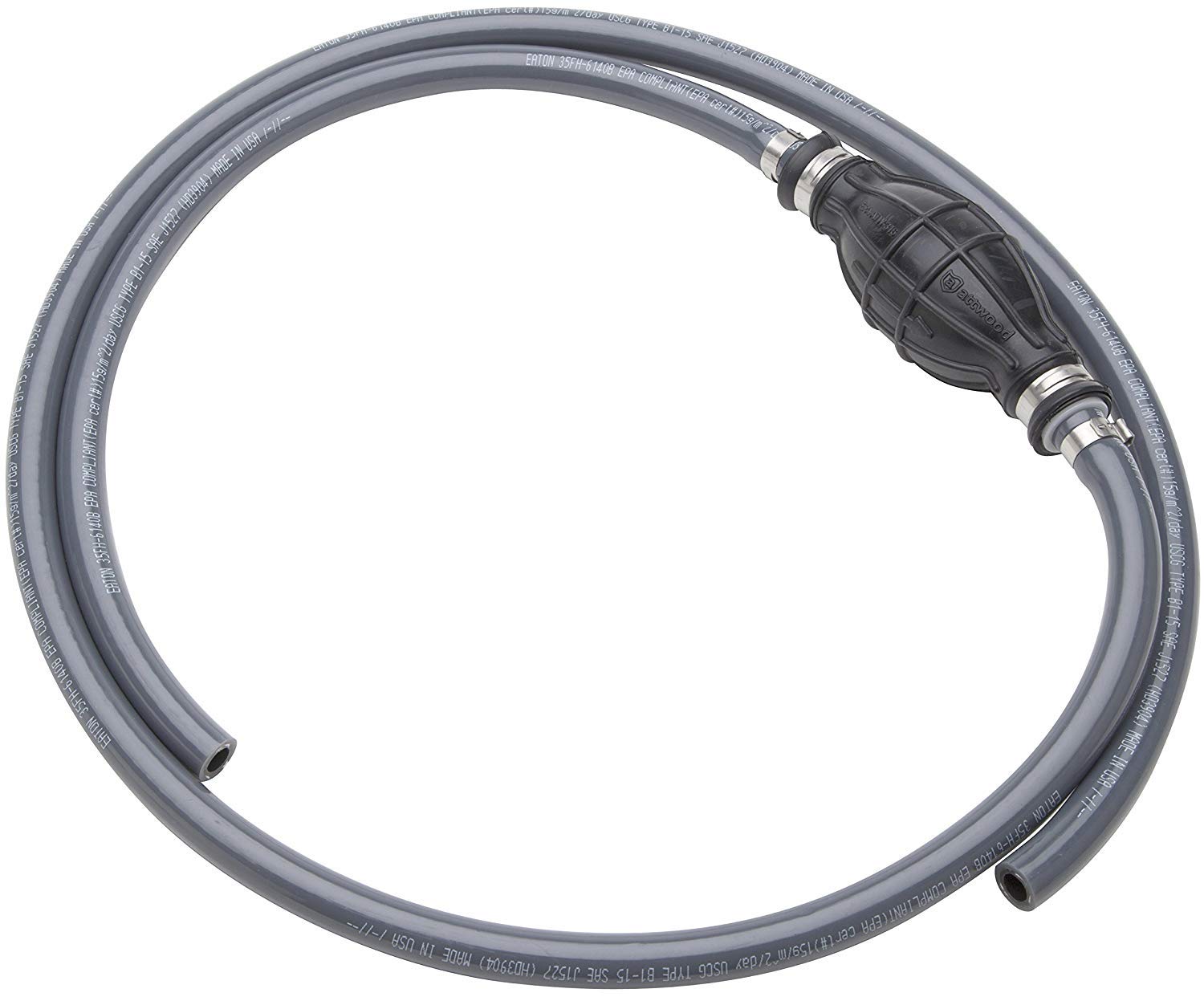 Universal Marine Fuel Line Kit Attwood 93806ULP7 No Fittings, EPA Compliant, Primer Bulb Included, 3/8" x 6 ft Long, Black