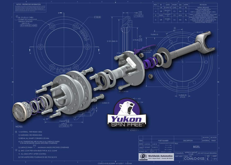 Yukon Gear & Axle (YA WU-05 Locking Hub Spin Free Conversion Kit for Dodge DRW Dana 60 AAM Differential