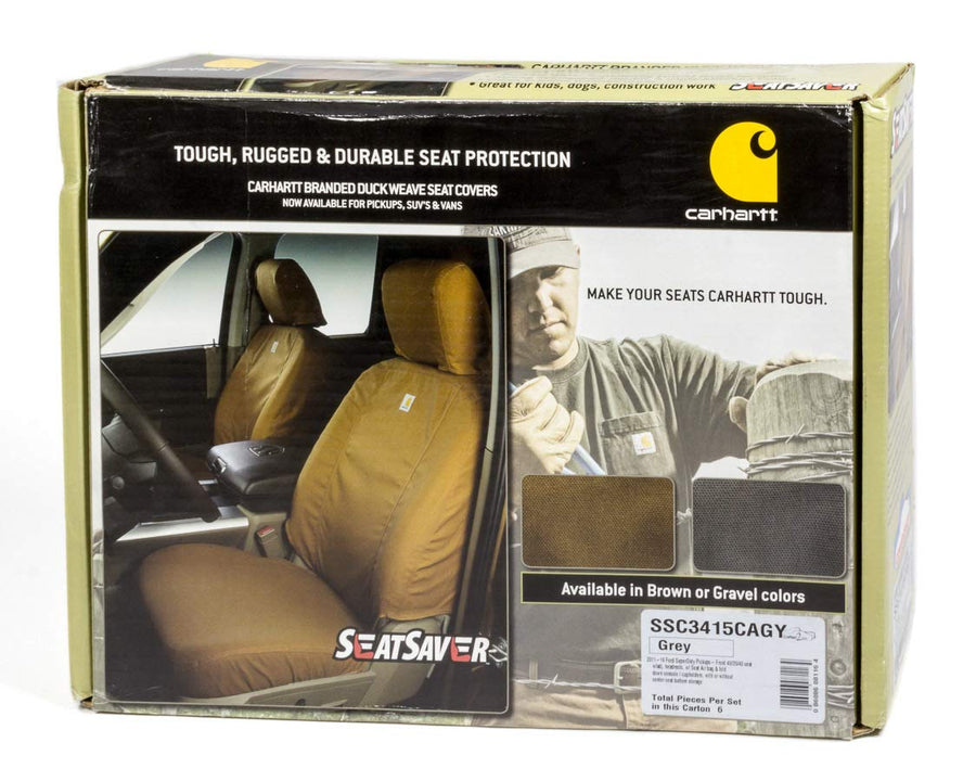 Covercraft Custom Carhartt SeatSaver Seat Covers | Fits 2011-2016 Ford F-250/F-350, 2015-2016 F-450/F-550 | 1st Row 40/20/40 Bench Seat, Duck Weave Gravel